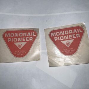 Vintage‎ New York World's Fair 1964 - 1965 Monorail Pioneer Sticker / Decals set